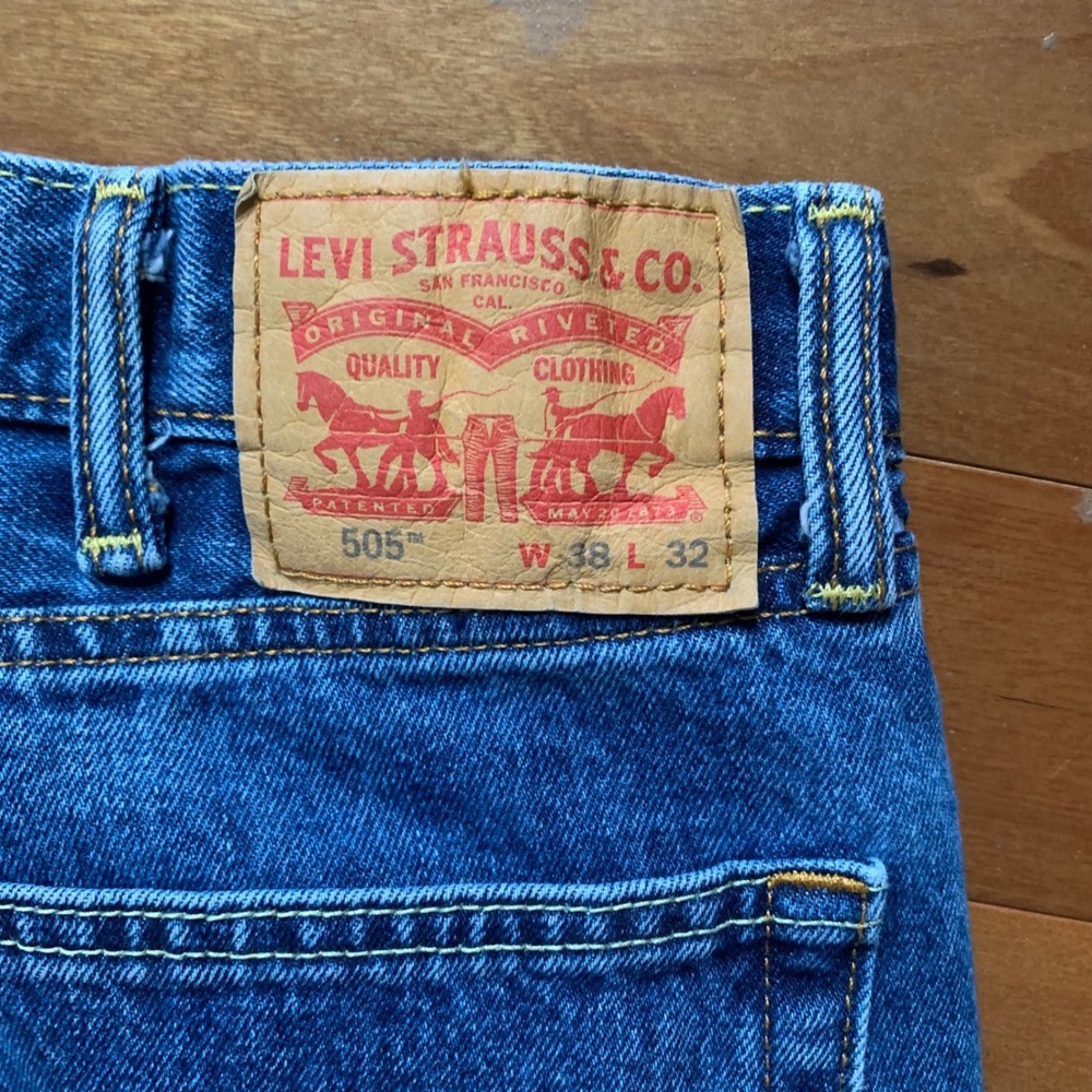 Levis Mens W38 L32 505 Regular Fit Jeans Blue Excellent Straight Leg Denim - Picture 7 of 9